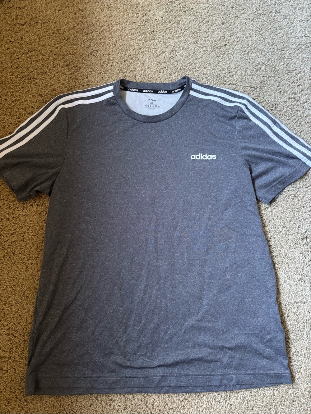 adidas Men’s Charcoal Gray Short-Sleeve 3-Stripe Tee